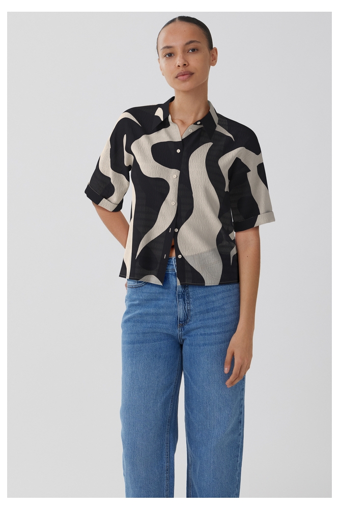VIZEYA ZERA 2/4 SHIRT/DFS 14107003 BLACK BEAUTY/ZEBRA BIRCH